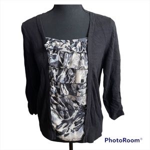 Christopher & Banks Animal Black & White Print Blouse